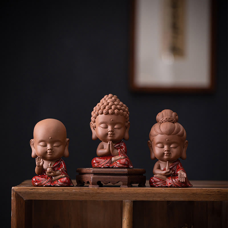 Keramik-Buddha-Statuen-Set | Mini Gautama & Bodhisattvas