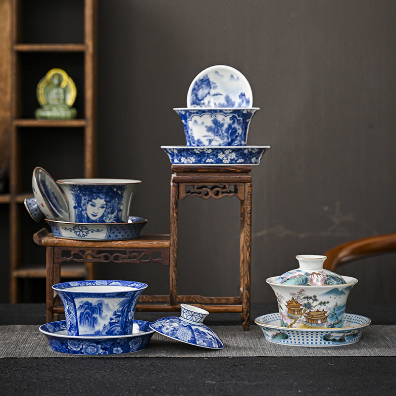 Keramik Jingdezhen Dragon Phoenix Gaiwan Teetasse 170 ml