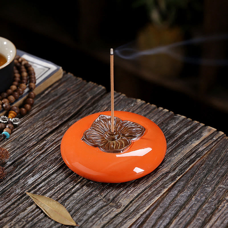 Keramik-Weihrauchbrenner mit Persimmon-Motiv zur Meditationsheilung