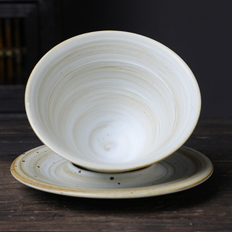 Kaffeetasse mit Untertasse aus Keramik im Planetendesign – Grobe Keramik