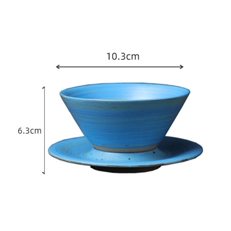 Kaffeetasse mit Untertasse aus Keramik im Planetendesign – Grobe Keramik