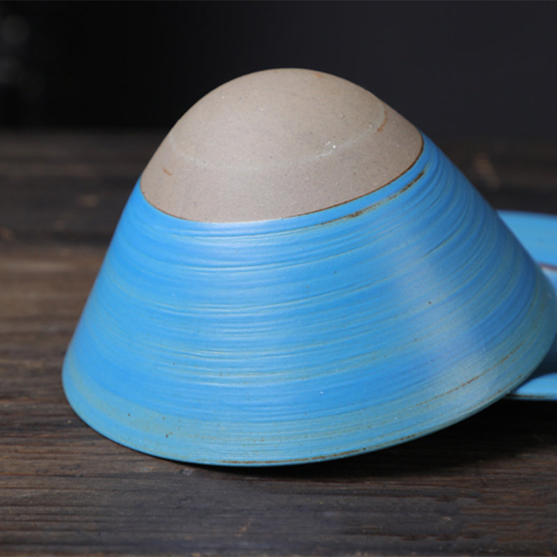 Kaffeetasse mit Untertasse aus Keramik im Planetendesign – Grobe Keramik