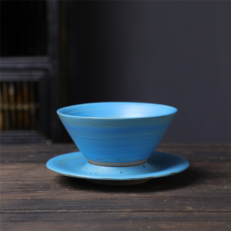 Kaffeetasse mit Untertasse aus Keramik im Planetendesign – Grobe Keramik