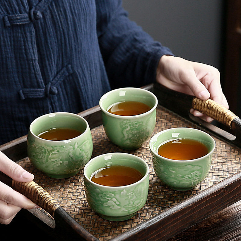 Keramik-Teetasse mit Zen-Landschaftskunst | 130–195 ml Fassungsvermögen