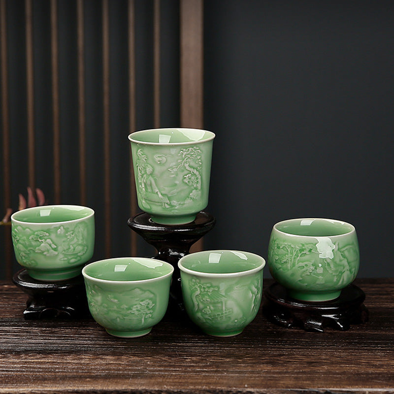 Keramik-Teetasse mit Zen-Landschaftskunst | 130–195 ml Fassungsvermögen