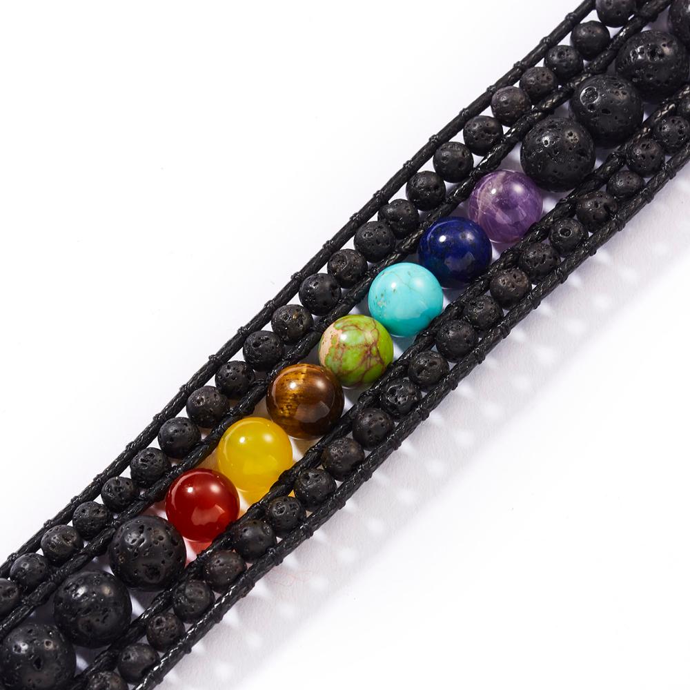 7 Chakra-Edelstein-Aromatherapie-Armband mit Lavasteinen