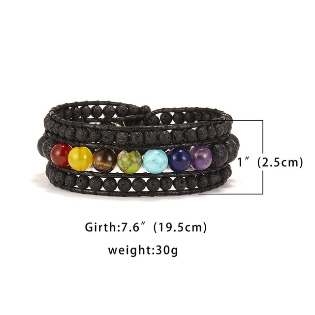 7 Chakra-Edelstein-Aromatherapie-Armband mit Lavasteinen