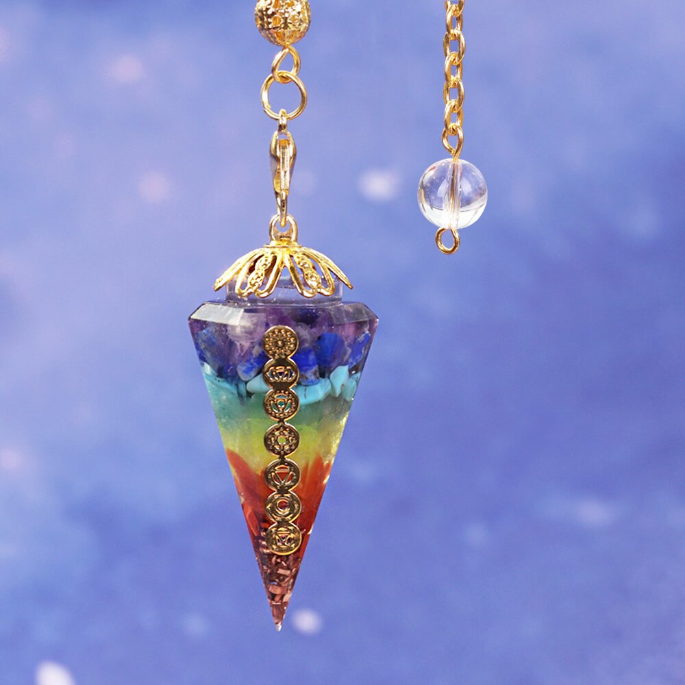 Chakra-Orgon-Pendel mit Amethyst und Lapislazuli