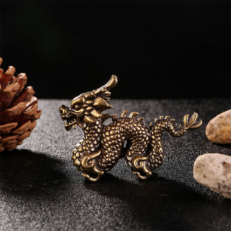 Chinesische Drachenstatue | Kleine Drachenfigur aus Messing, 6 cm