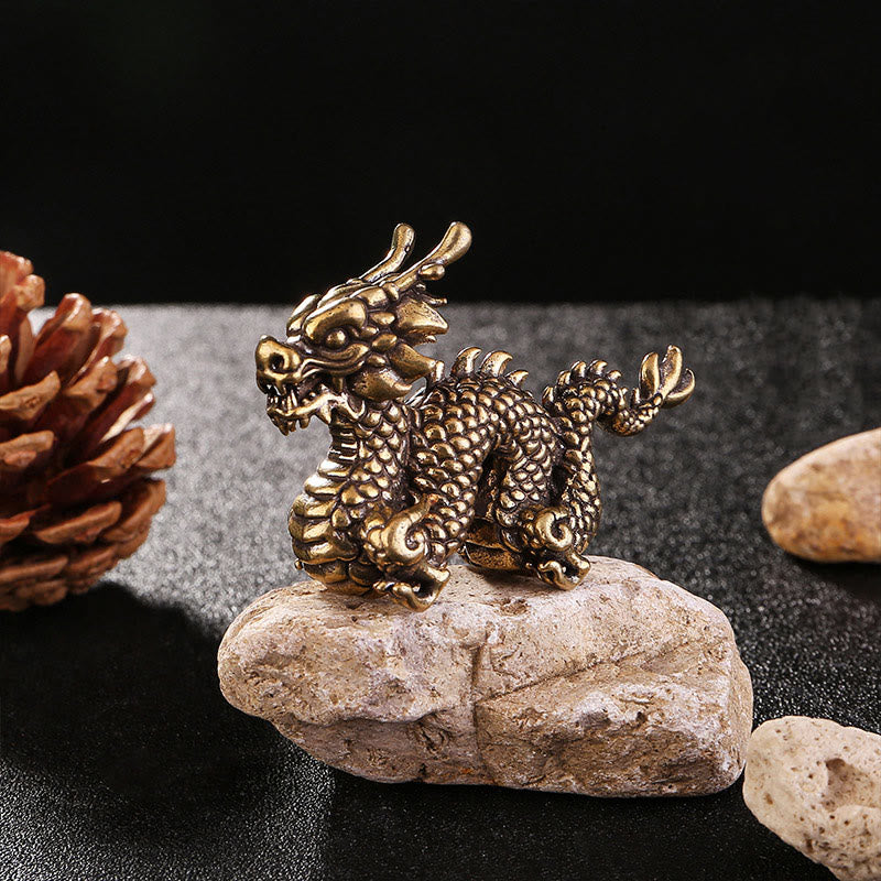 Chinesische Drachenstatue | Kleine Drachenfigur aus Messing, 6 cm