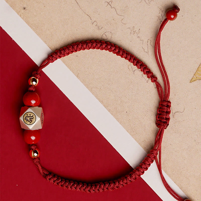 Chinesisches Sternzeichen-Armband aus Sterlingsilber mit Zinnober und Geburtsbuddha