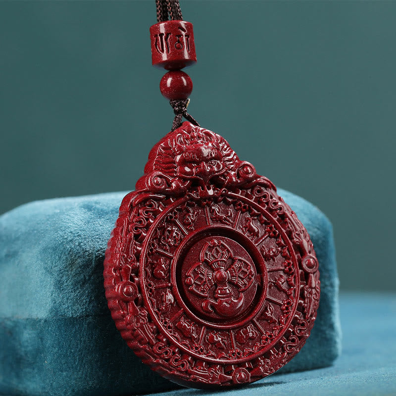 Chinesischer Sternzeichen Zinnober Bagua Amulett Halskette Anhänger