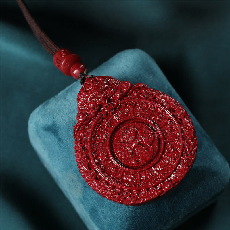 Chinesischer Sternzeichen Zinnober Bagua Amulett Halskette Anhänger