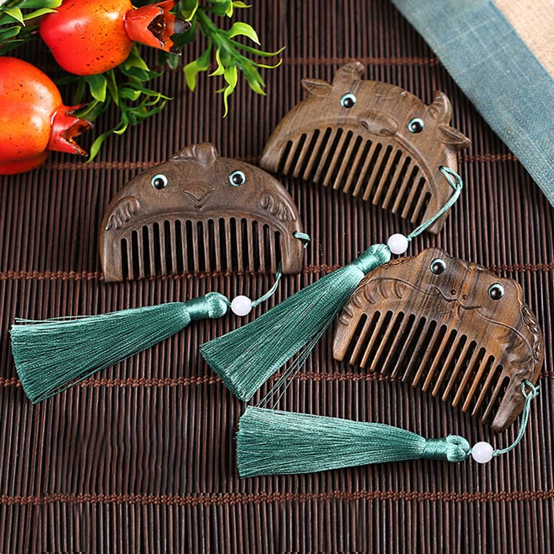 Chinesischer Tierkreis Grüner Sandelholz Mini Friedenskamm