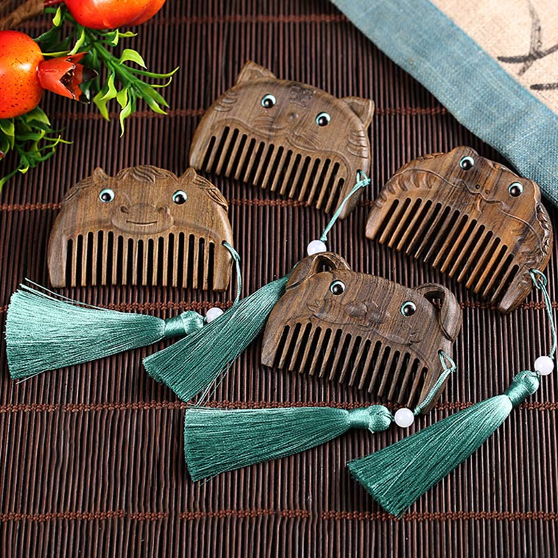 Chinesischer Tierkreis Grüner Sandelholz Mini Friedenskamm