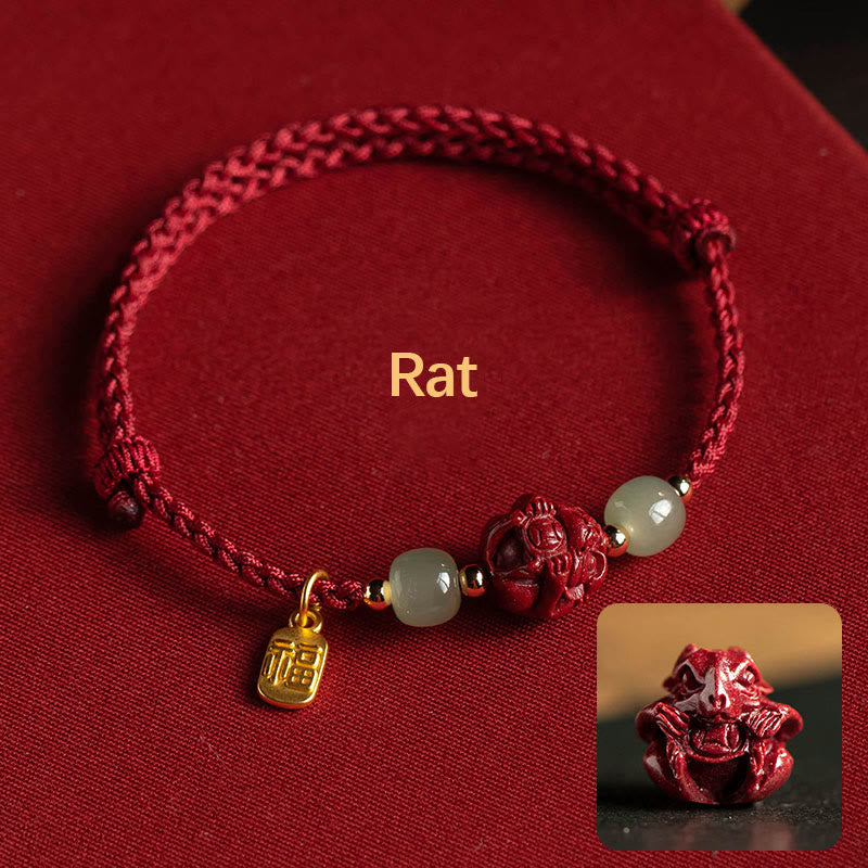 Chinesisches Sternzeichen Jade Fu Glücksseil Armband
