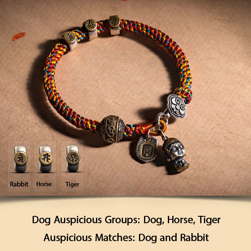 Chinesisches Sternzeichen-Silberarmband für Reichtum und Schutz