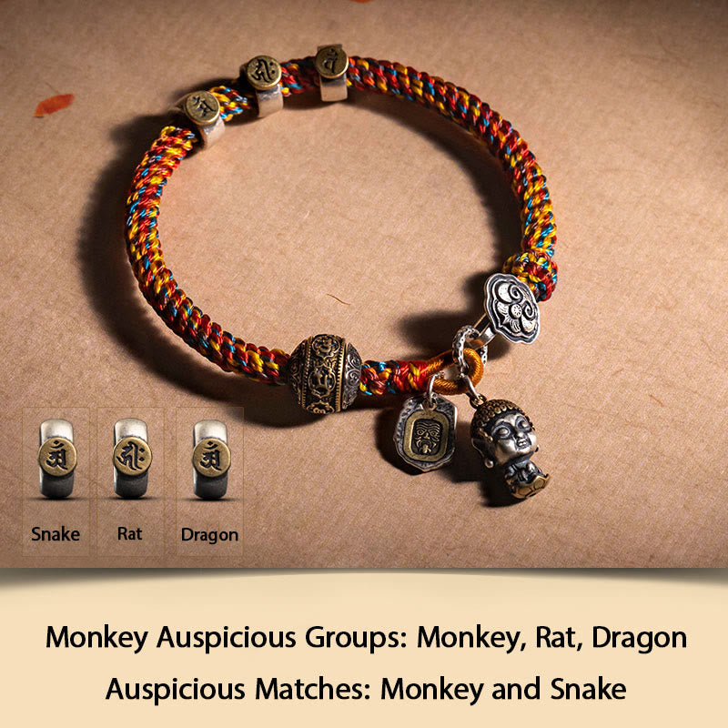 Chinesisches Sternzeichen-Silberarmband für Reichtum und Schutz