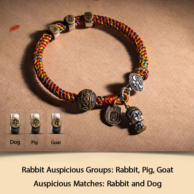 Chinesisches Sternzeichen-Silberarmband für Reichtum und Schutz