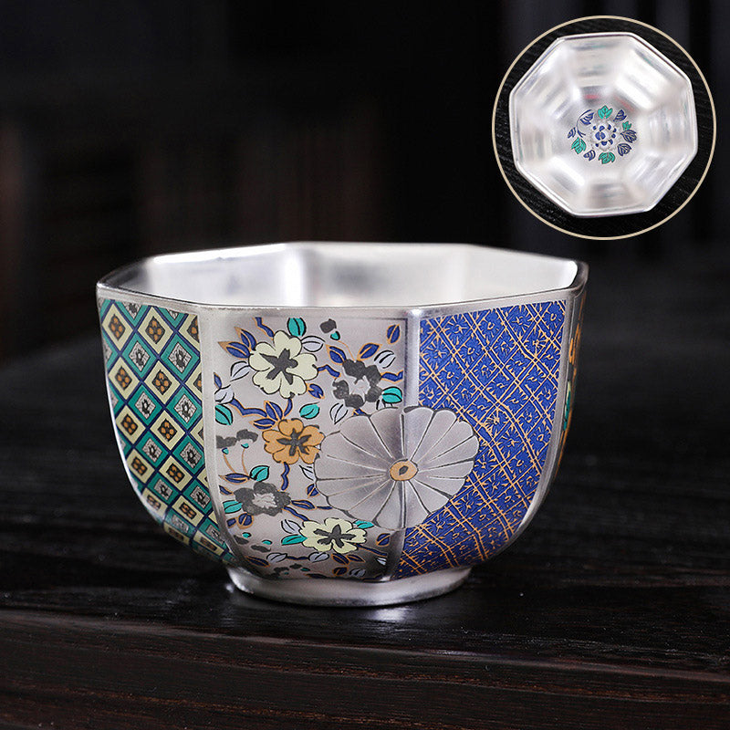 Chrysanthemen-Keramik-Teetasse für Zen-Dekor | 165 ml und 100 ml