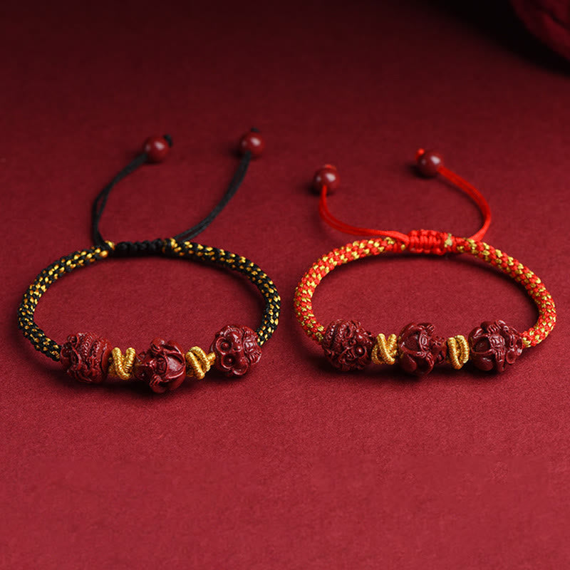 Zinnober-Armband mit rotem Faden, chinesisches Sternzeichen, für Glück und Schutz