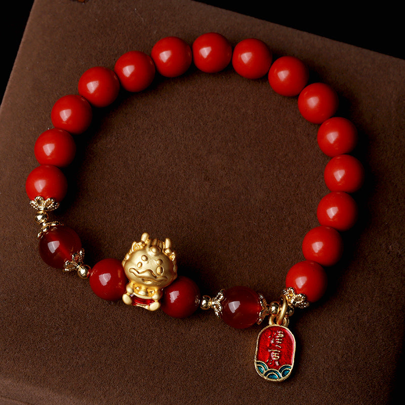 Zinnober-Drachen-Armband für Schutz und Wohlstand, 8 mm Perlen