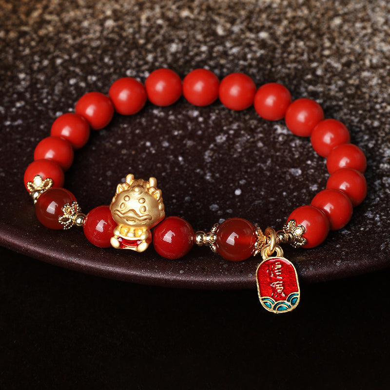 Zinnober-Drachen-Armband für Schutz und Wohlstand, 8 mm Perlen