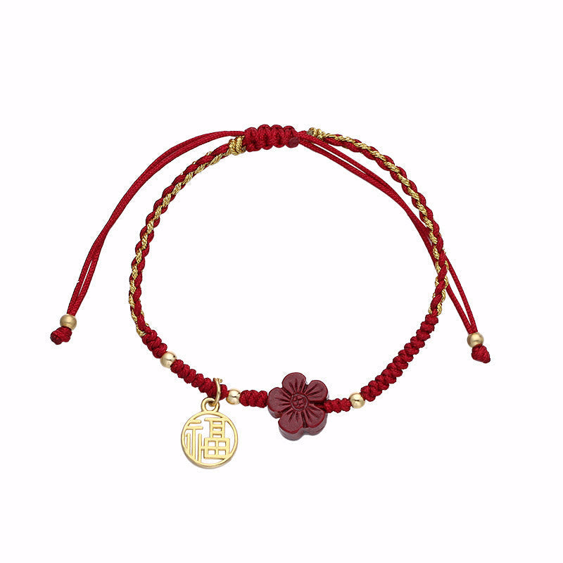 Zinnober Fu Charakter Segensschnur Armband 10mm