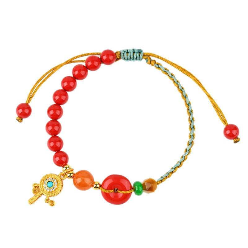 Zinnober String Peace Schnalle Evil Eye Armband Unisex