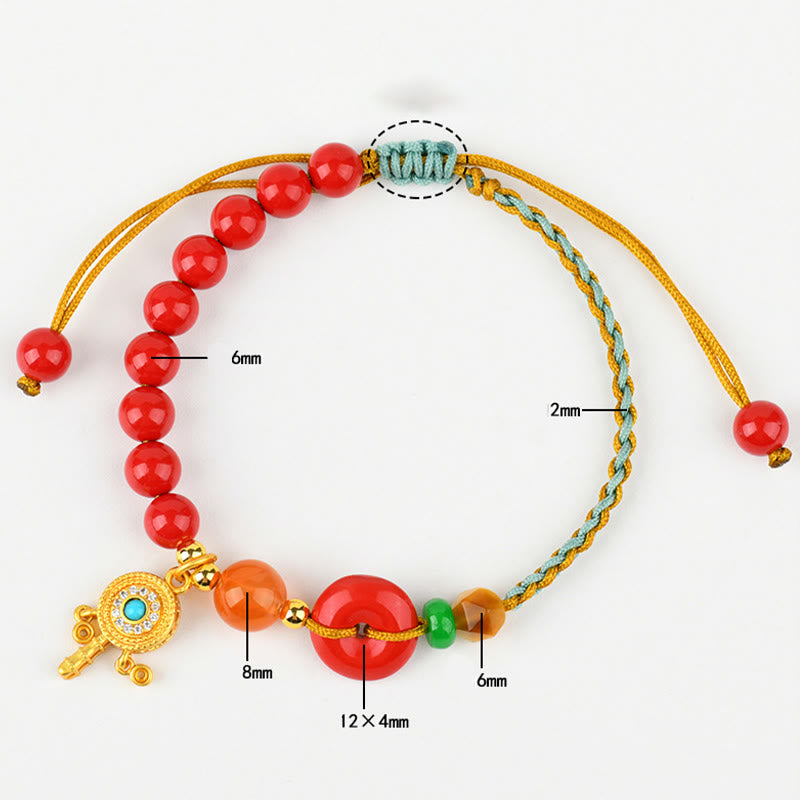 Zinnober String Peace Schnalle Evil Eye Armband Unisex
