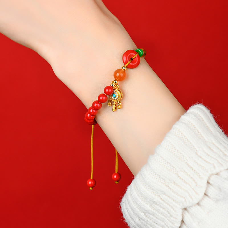 Zinnober String Peace Schnalle Evil Eye Armband Unisex