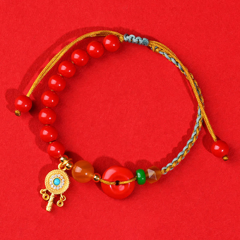 Zinnober String Peace Schnalle Evil Eye Armband Unisex