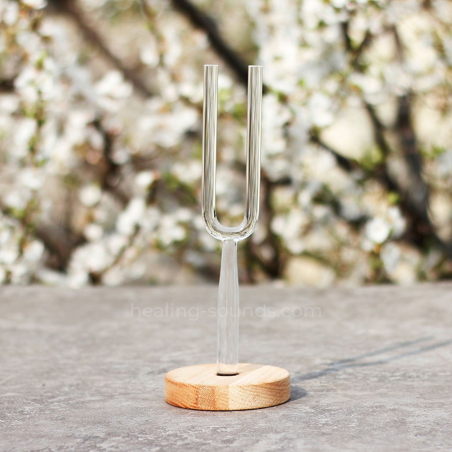 432 Hz Stimmgabel-Set aus klarem Kristall mit Box – 8-teilig – 10 mm/20 mm