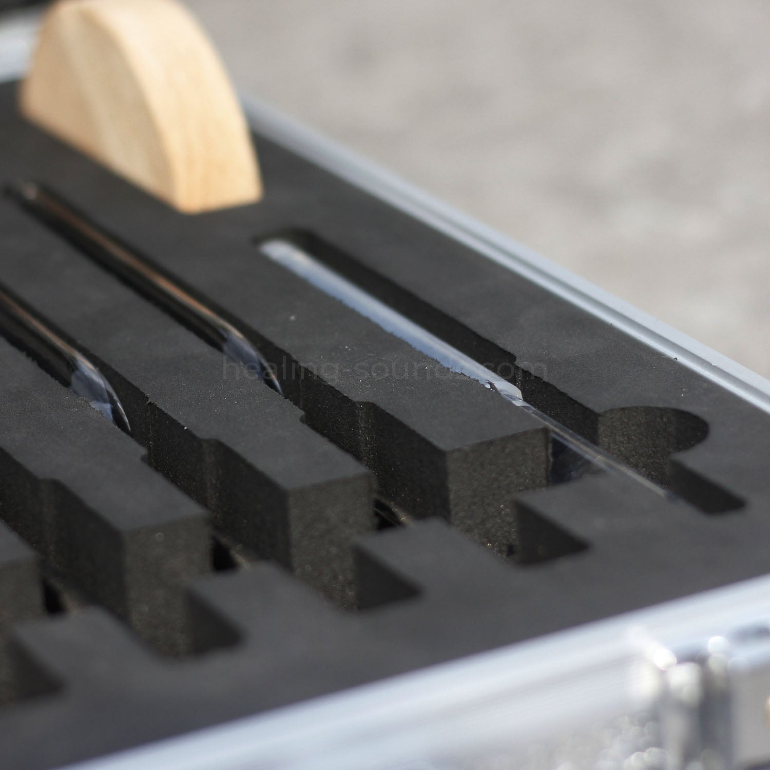 432 Hz Stimmgabel-Set aus klarem Kristall mit Box – 8-teilig – 10 mm/20 mm