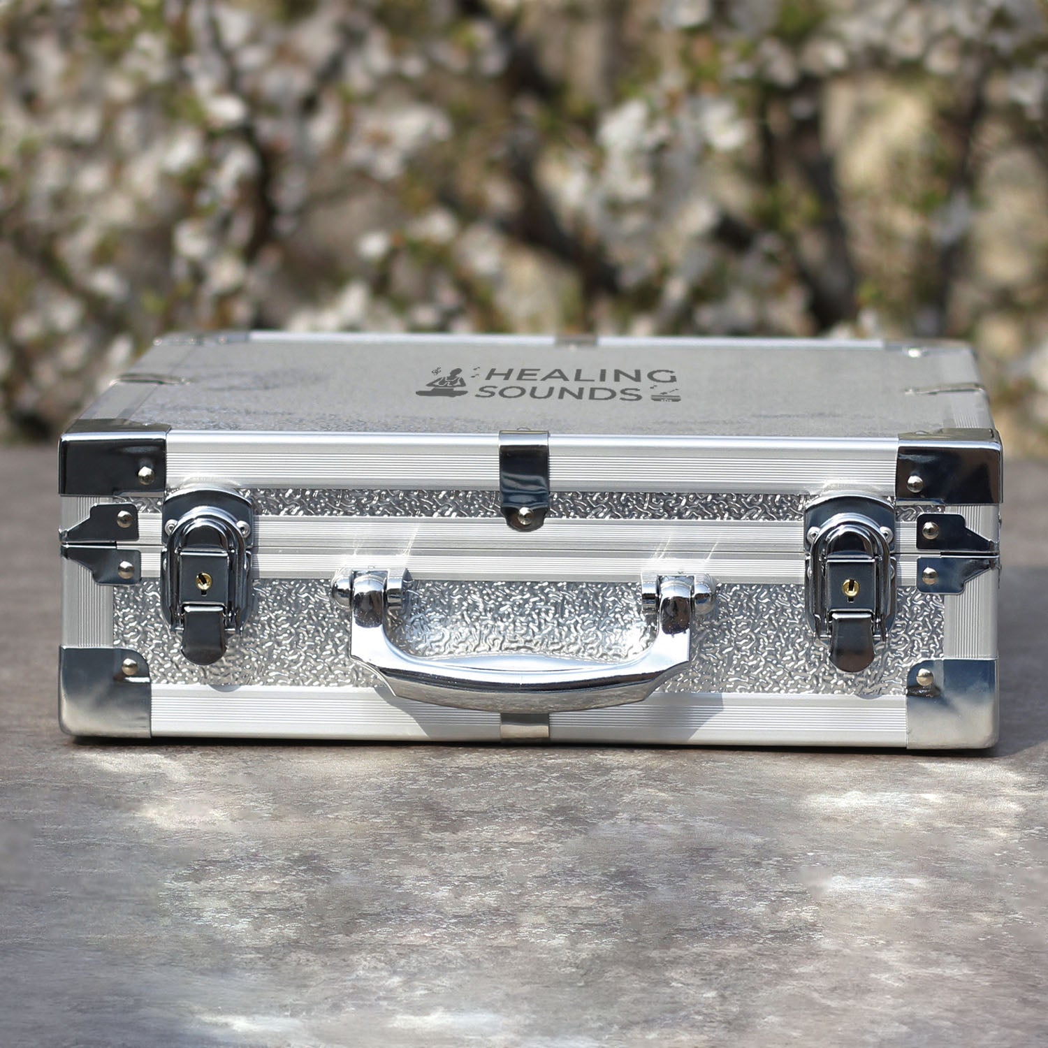 432 Hz Stimmgabel-Set aus klarem Kristall mit Box – 8-teilig – 10 mm/20 mm