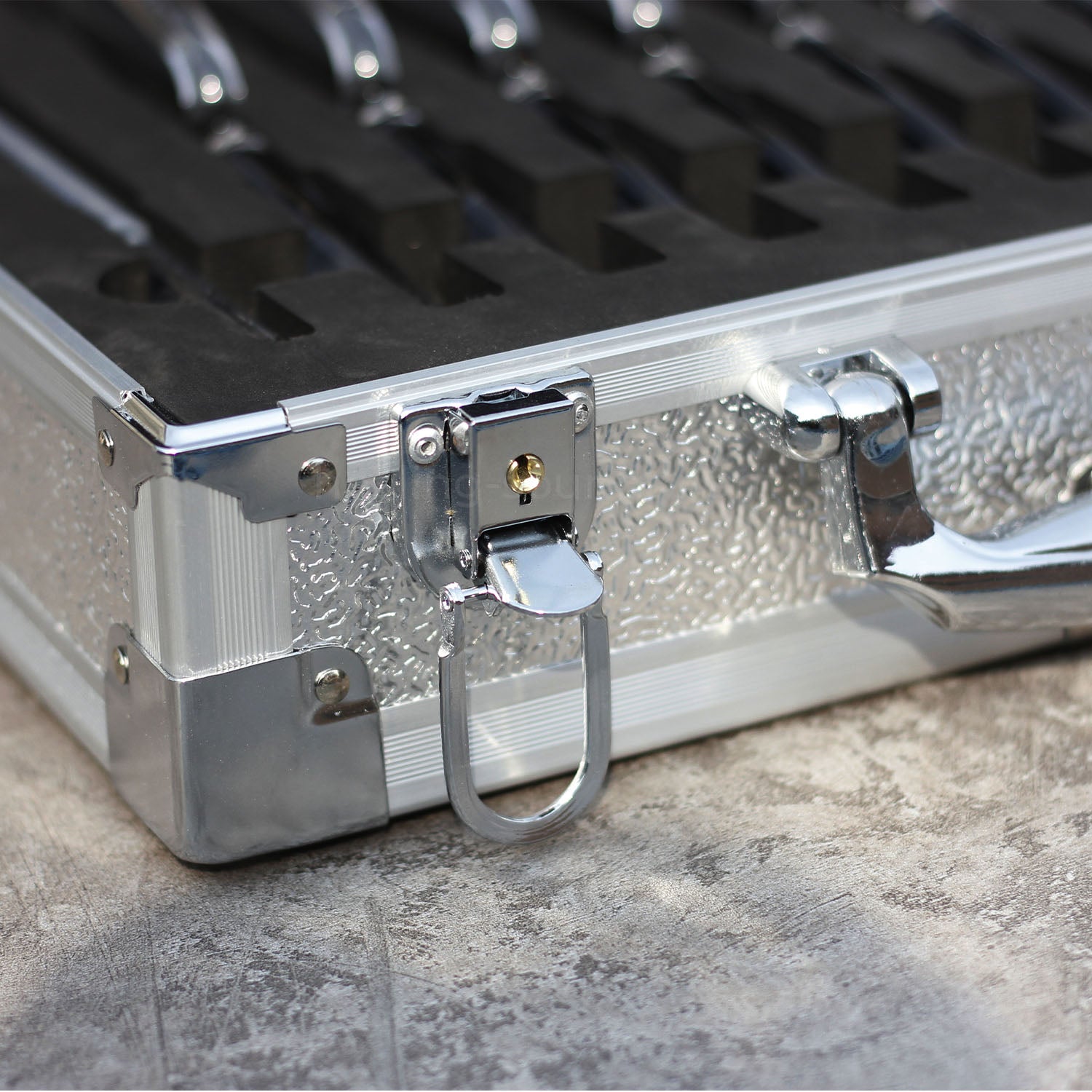 432 Hz Stimmgabel-Set aus klarem Kristall mit Box – 8-teilig – 10 mm/20 mm