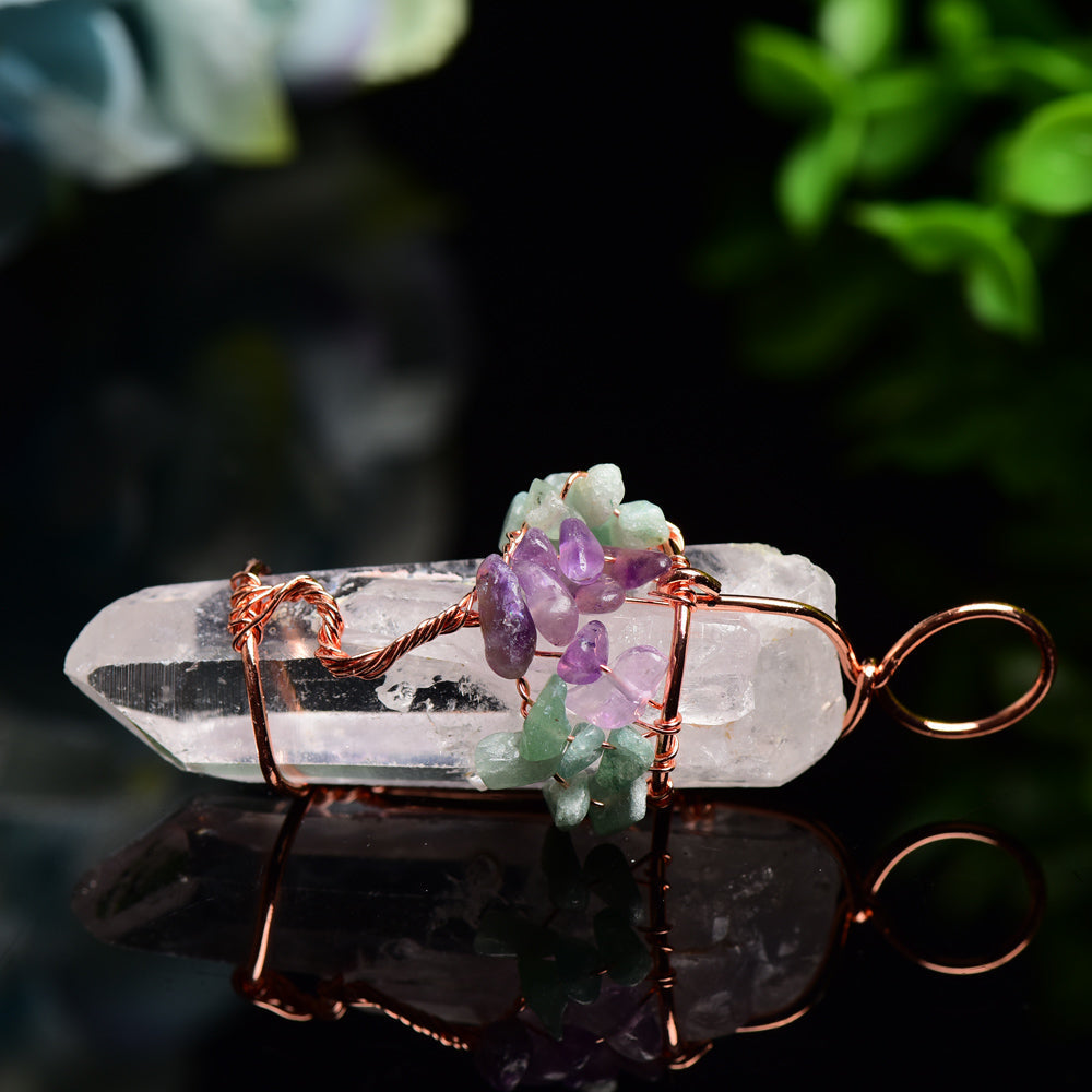 Anhänger aus klarem Quarz, Baum des Lebens, Heilkristall, 30 g