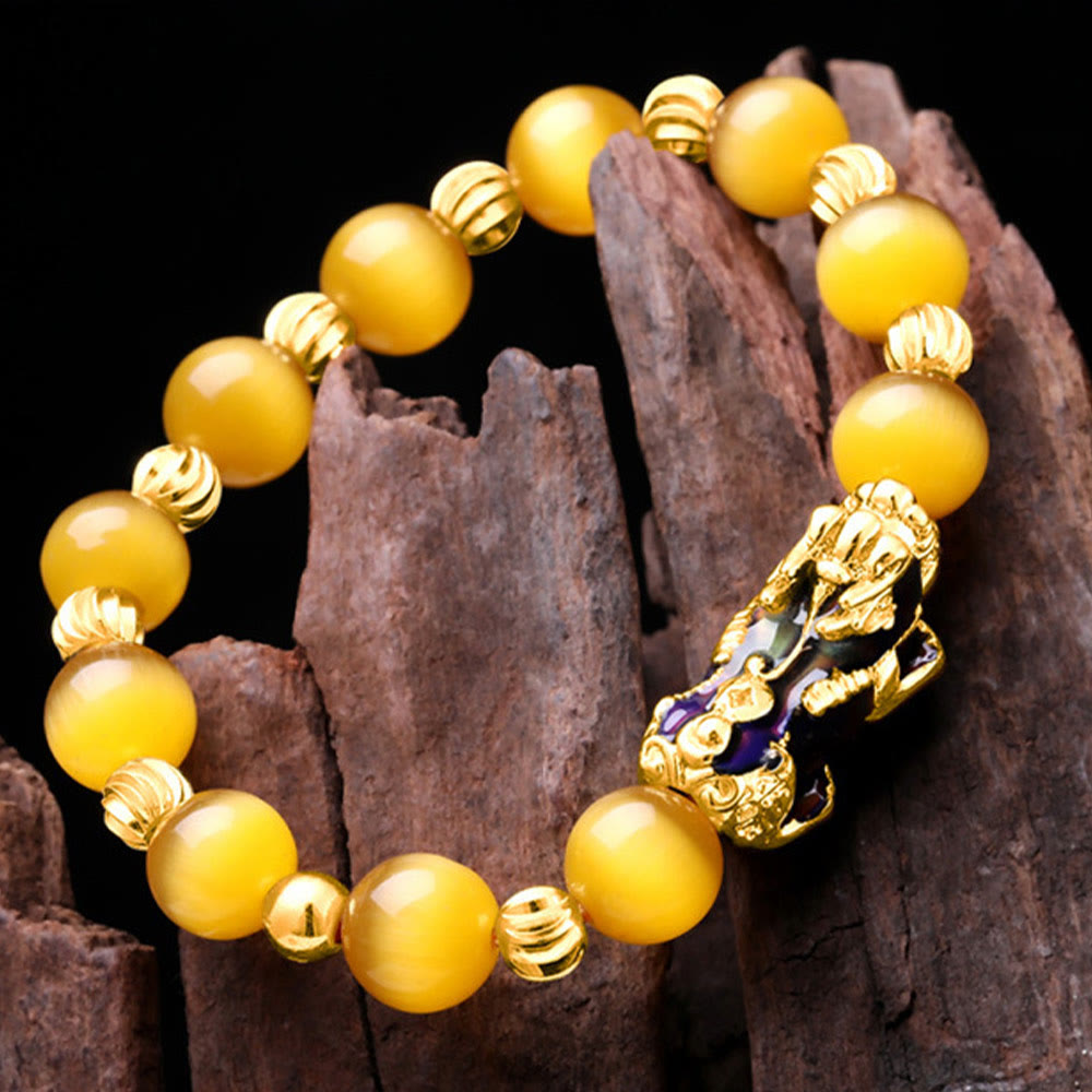 Farbwechselndes PiXiu-Armband mit Chrysoberyll-Katzenauge