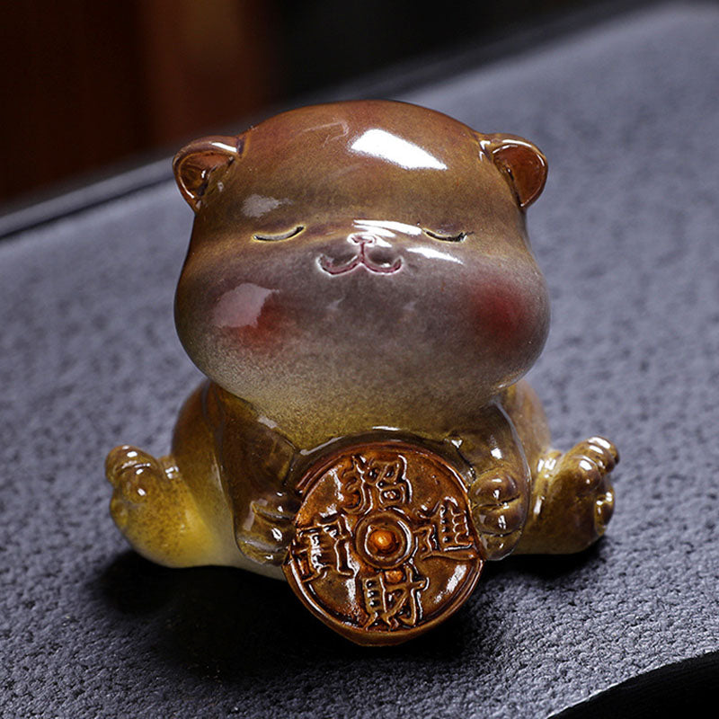 Farbwechselnde Mini-Katze aus Harz, Teehaustier, Zen-Dekor-Figur