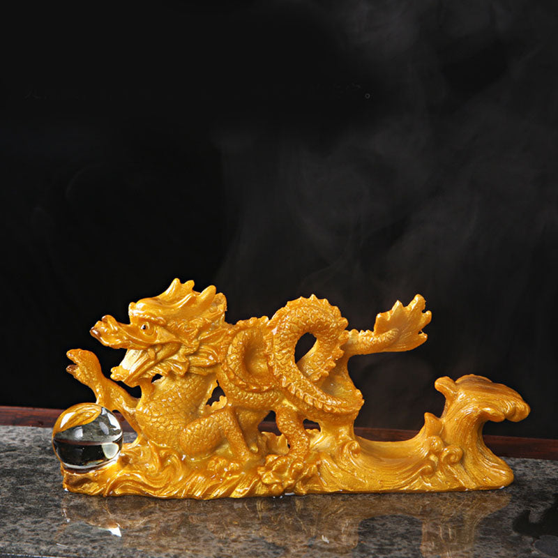 Farbwechselnde chinesische Drachenfigur aus Kunstharz für Glück und Erfolg