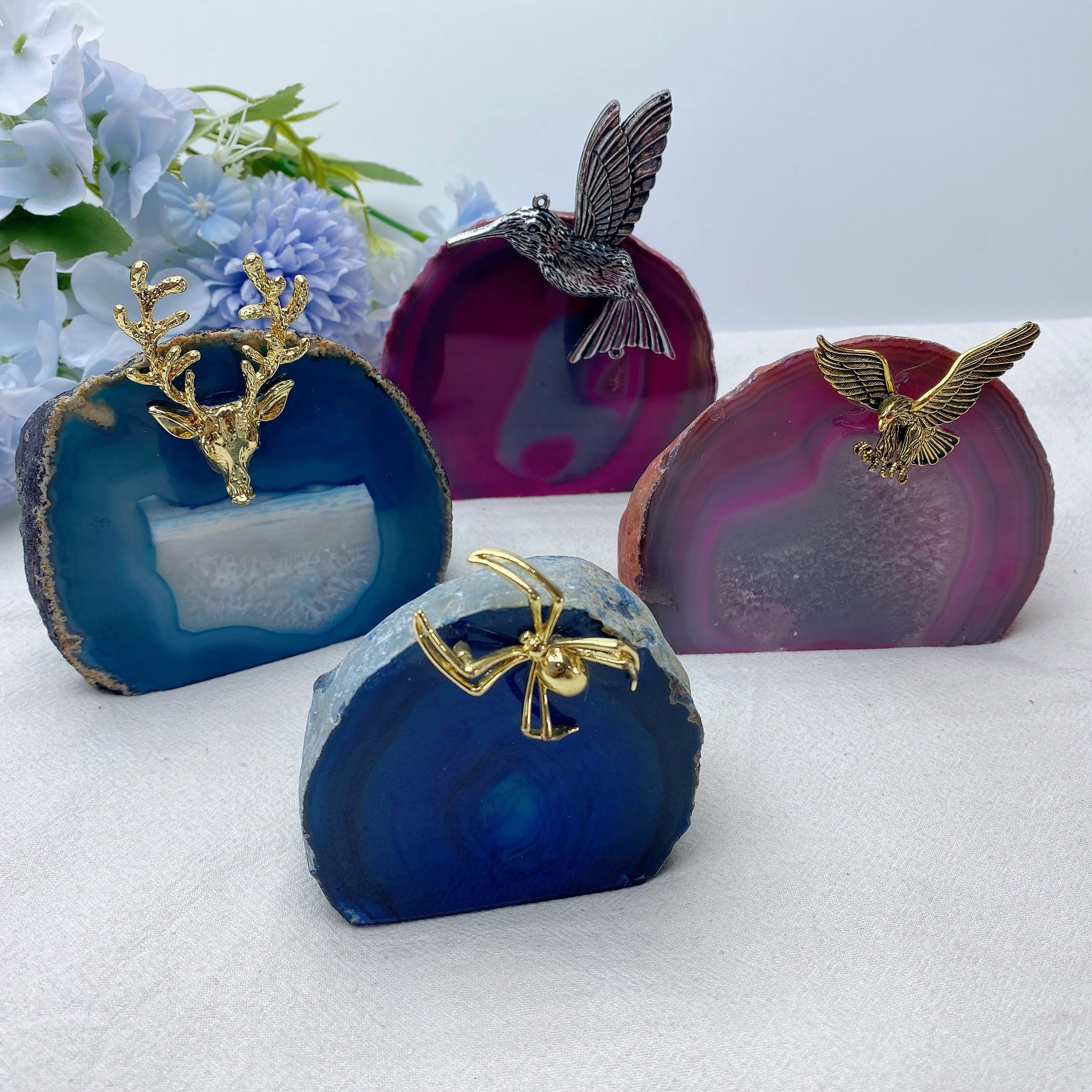 Farbige Achatplatte, Freiform-Kristallprobe, 3 Zoll