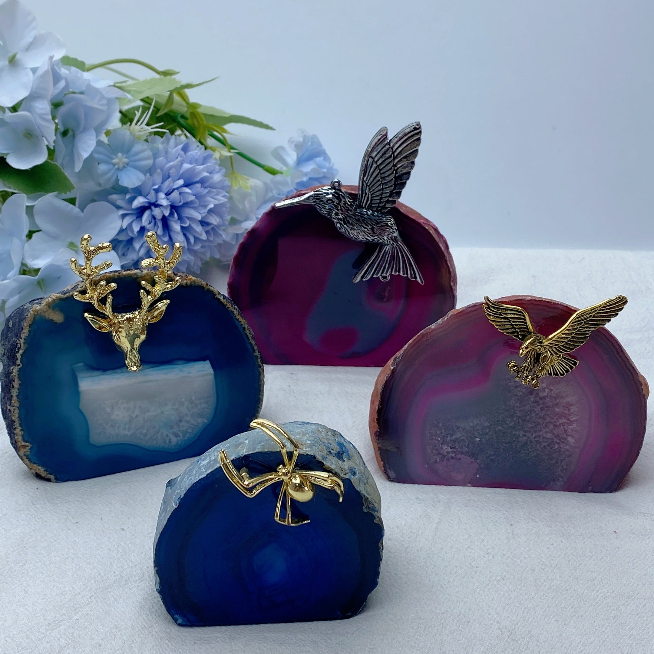 Farbige Achatplatte, Freiform-Kristallprobe, 3 Zoll