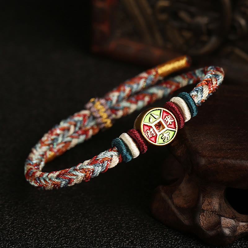 Buntes spirituelles Armband mit acht Fäden und Friedensknoten
