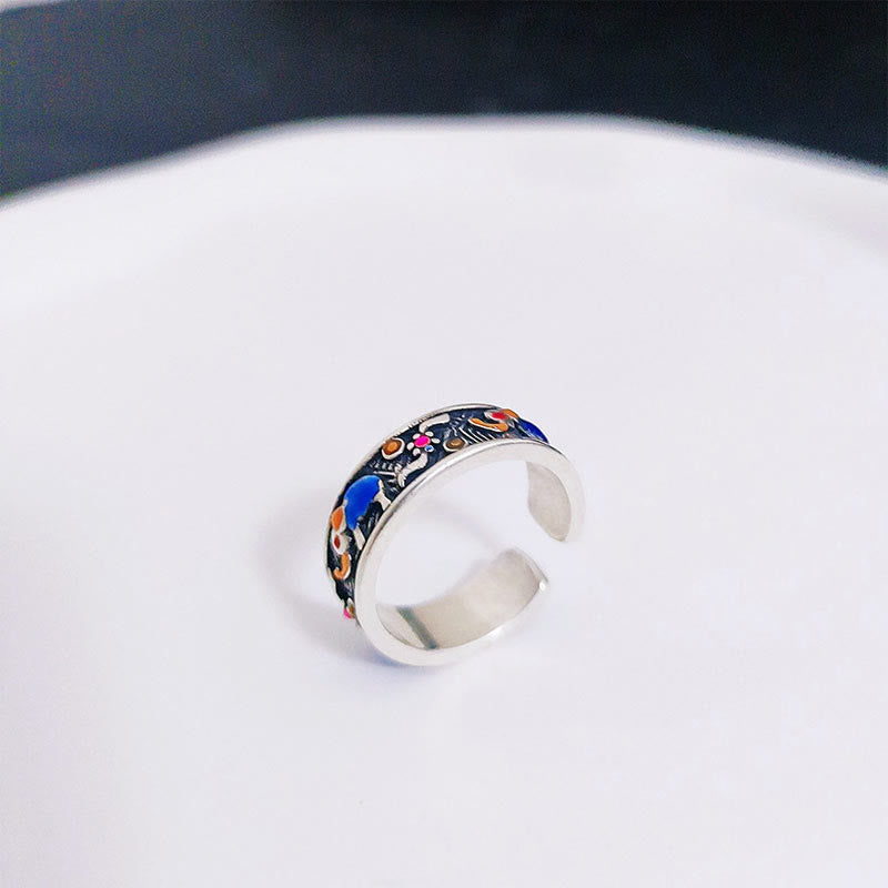 Bunter Elefanten-Stärke-Ring, verstellbar, Kupfer-Silber