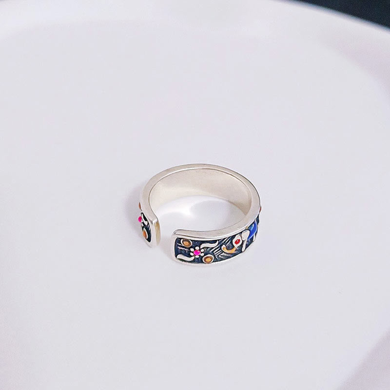 Bunter Elefanten-Stärke-Ring, verstellbar, Kupfer-Silber