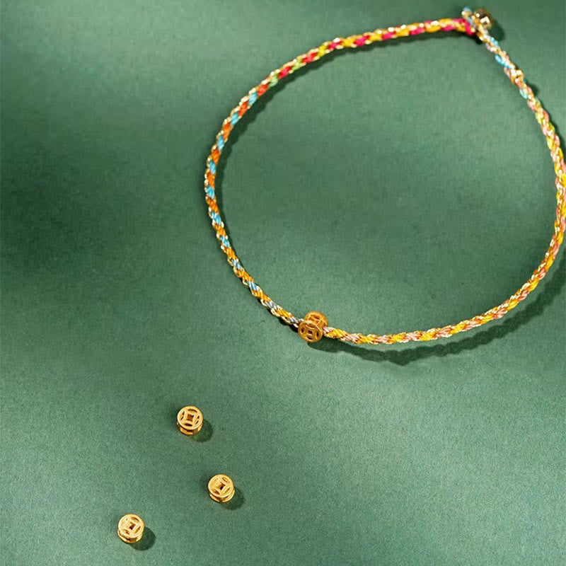 Buntes Glücksmünzen-Seilarmband 14–15 cm Heilende Klänge