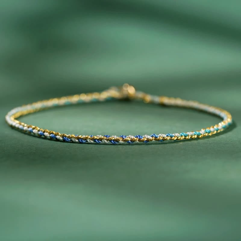 Buntes Glücksmünzen-Seilarmband 14–15 cm Heilende Klänge