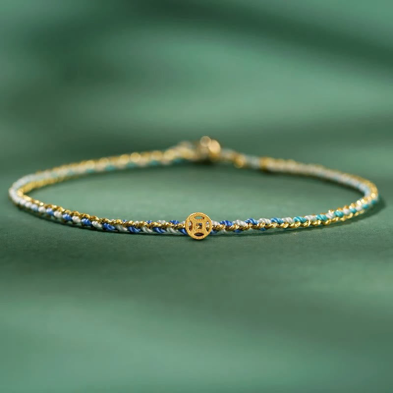 Buntes Glücksmünzen-Seilarmband 14–15 cm Heilende Klänge