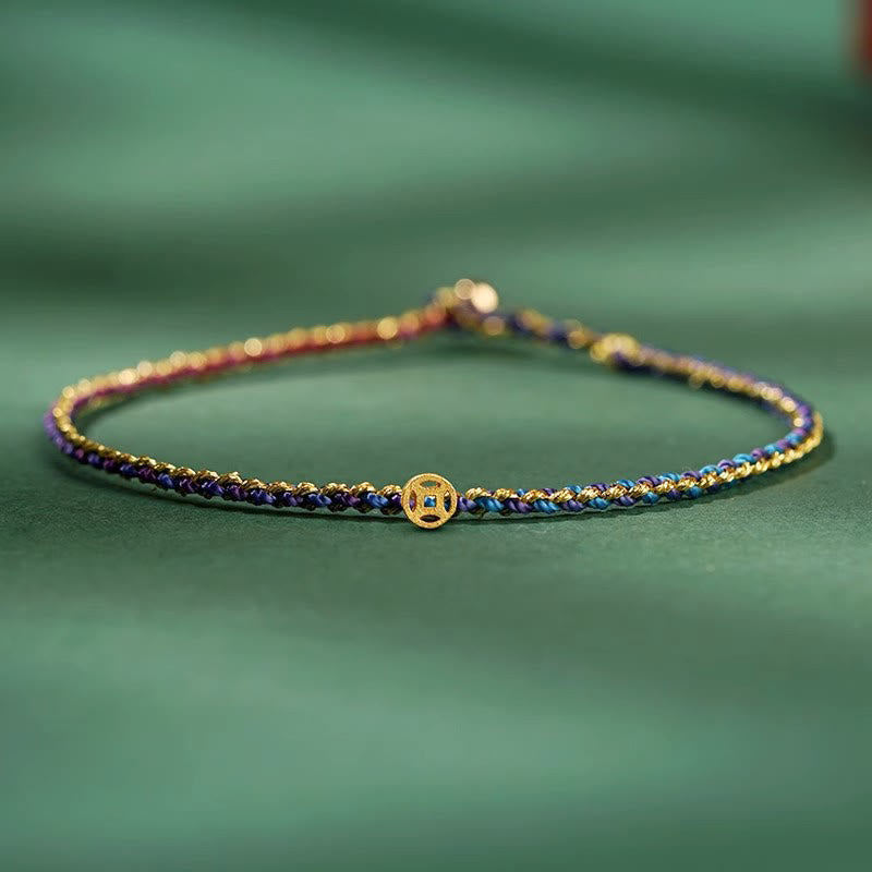 Buntes Glücksmünzen-Seilarmband 14–15 cm Heilende Klänge
