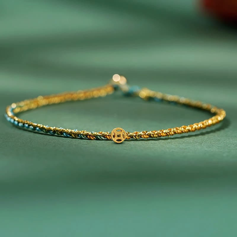 Buntes Glücksmünzen-Seilarmband 14–15 cm Heilende Klänge